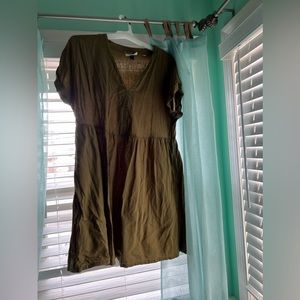 Olive Green Universal Thread Linen Dress